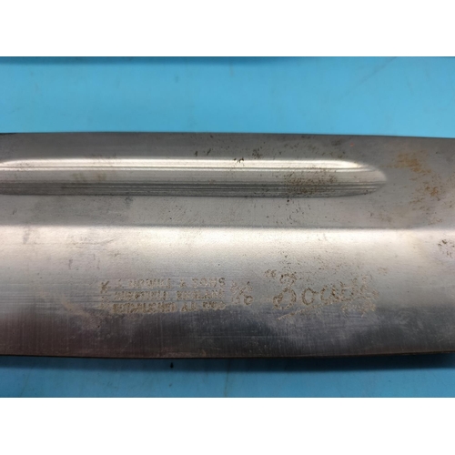 128 - Vintage Bowie Knife with Bone Handle in Leather Sheath. 39cm Long.