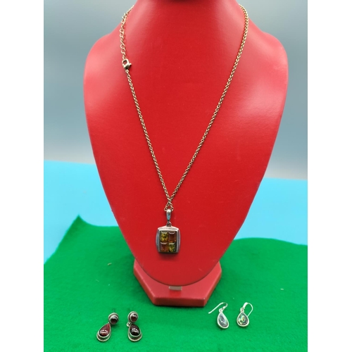 232 - 2 Pairs of 925 Silver Earrings plus 925 Pendant and Chain.