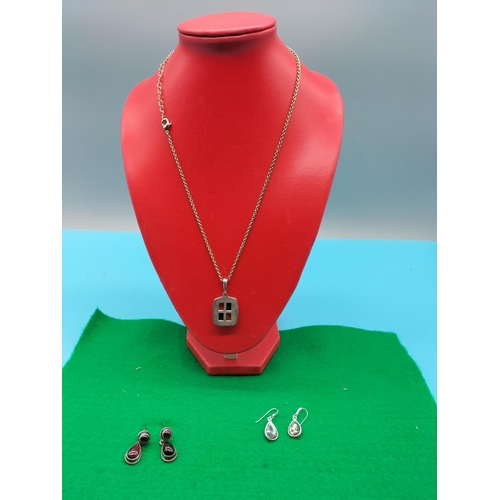 232 - 2 Pairs of 925 Silver Earrings plus 925 Pendant and Chain.