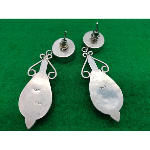 233 - Pair of 925 Silver Drop Earrings. 5cm Drop.