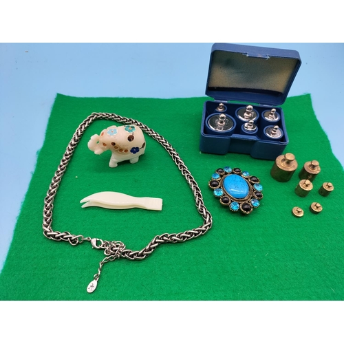 239 - Box of Mixed Items to include Weights, Pendant, etc