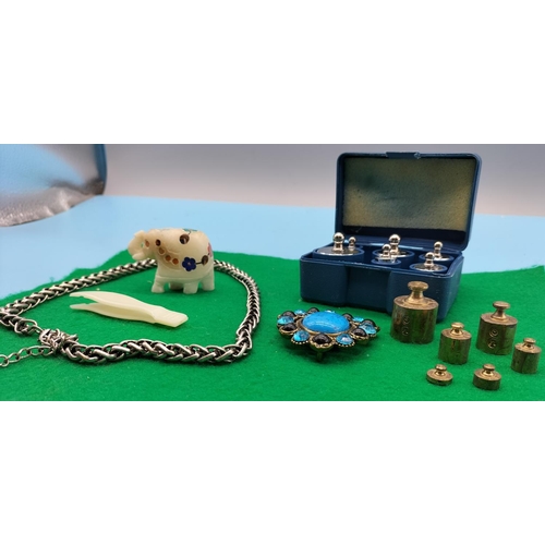 239 - Box of Mixed Items to include Weights, Pendant, etc