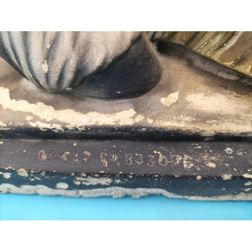 244 - Large Plaster Figure of Lady Godiva on Horseback. 43cm x 50cm. Needs Restoration.