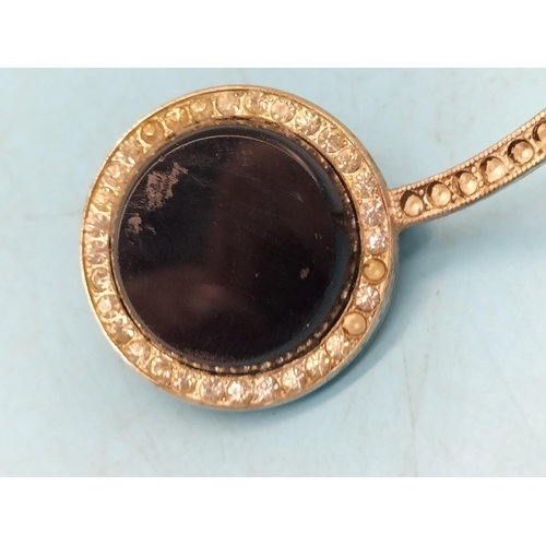 369 - Art Deco Black Stone and Diamante Snake Brooch. Some Stones Missing.