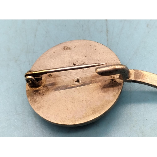 369 - Art Deco Black Stone and Diamante Snake Brooch. Some Stones Missing.