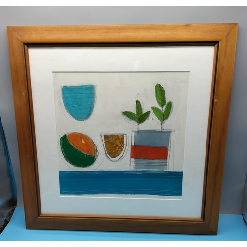 385 - Framed Open Edition Print 'Much Ado About Cooking' by American Artist Louisa Bells. 46cm x 46cm.