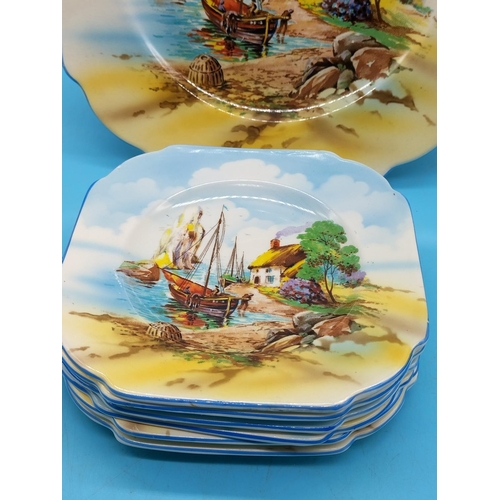 828 - Crown Devon Fieldings Musical Tankard W/O  (Chip to Rim), Falcon Ware Sandwich Plate plus Side Plate... 