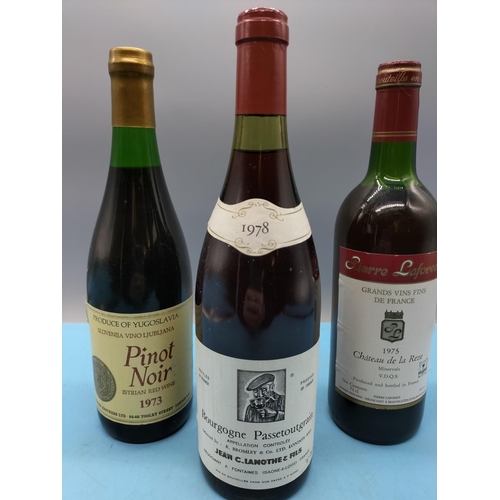 145 - 3 x Vintage Bottles of 70's Red Wine - 2 x French, 1 x Yugoslavian.