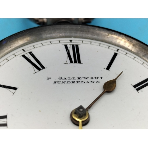 148 - Silver Hallmarked Chester Pocket Watch Case. P.Gallewski, Sunderland. Not Working.