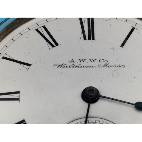 153 - Silver Birmingham Hallmarked Pocket Watch Case. A.W.W.Co Waltham. No 4736773. W/O.