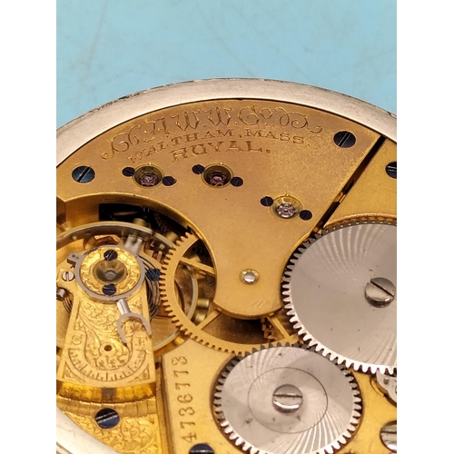 153 - Silver Birmingham Hallmarked Pocket Watch Case. A.W.W.Co Waltham. No 4736773. W/O.