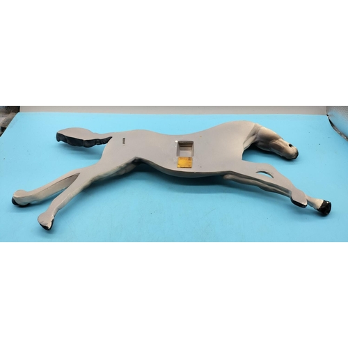 160 - Resin Wall Plaque of a Figure of a Grey Horse. 20cm High, 41cm Long.