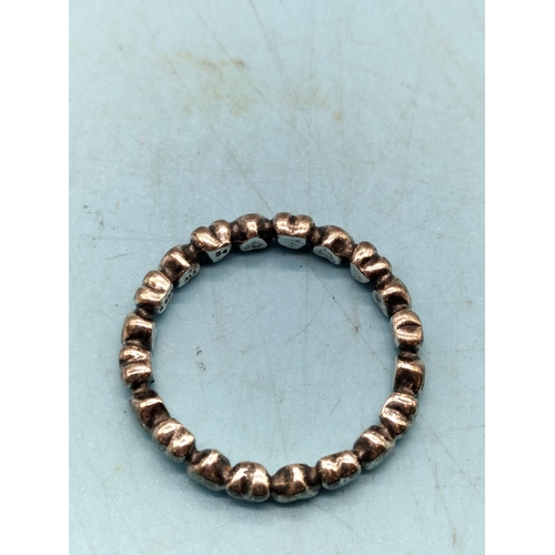 249 - Pandora Love Heart Design Ring with Box and Bag. Stamped S925 ALE. Size 54.