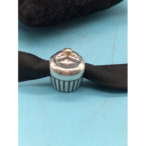 250 - Pandora Cupcake Charm with Box and Bag. Stamped S925 ALE.