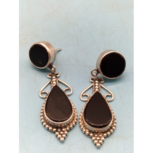 233 - Pair of 925 Silver Drop Earrings. 5cm Drop.