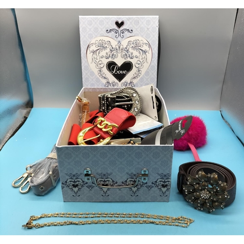 713 - Box of Hair Slides, Belts, etc.