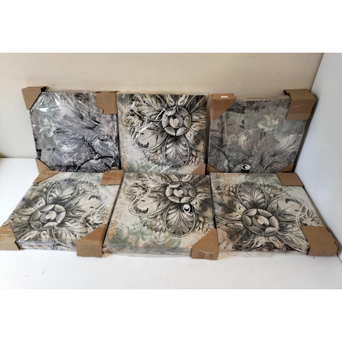 725 - 6 x New Modern Art Canvas Wall Prints. 33cm Square