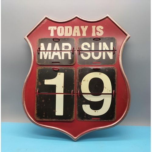 711 - Tin Plate Retro Style Wall Hanging Perpetual Calendar. 38cm x 24cm.