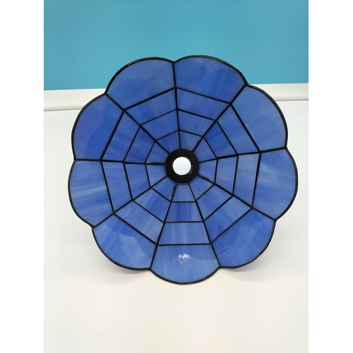 114 - Tiffany Style Blue Lamp Shade. 14cm High, 26cm Diameter.