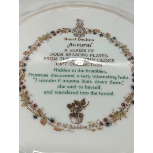 129 - Royal Doulton Brambly Hedge Set of 4 Seasons Plates. 20cm Diameter.