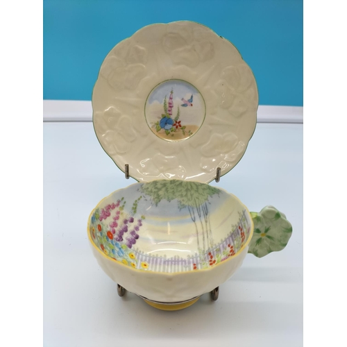 2 - Royal Paragon Hand Painted Cabinet Cup and Saucer c1933. The Saucer is 'Hedgeside Flowers in Warwick... 