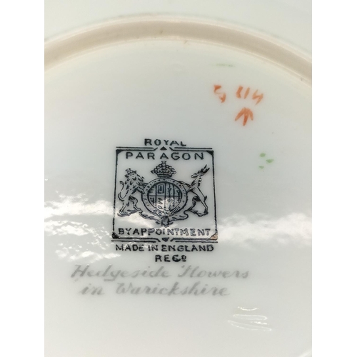 2 - Royal Paragon Hand Painted Cabinet Cup and Saucer c1933. The Saucer is 'Hedgeside Flowers in Warwick... 
