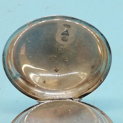 28 - Webber & Sons, Swansea Silver Cased Key Wound Pocket Watch with Oak Watch Stand. W/O. 12cm Tall. Dam... 