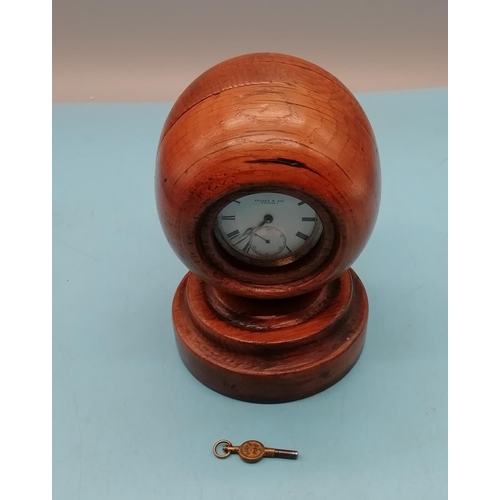 28 - Webber & Sons, Swansea Silver Cased Key Wound Pocket Watch with Oak Watch Stand. W/O. 12cm Tall. Dam... 