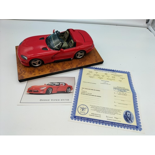 3 - Crestley Collections 1:18 Scale Die Cast Model of a Dodge Viper RT/10 with Certificates.