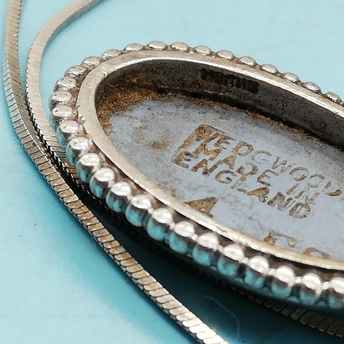 33 - 925 Silver Wedgwood Jasper Pendant and Chain.