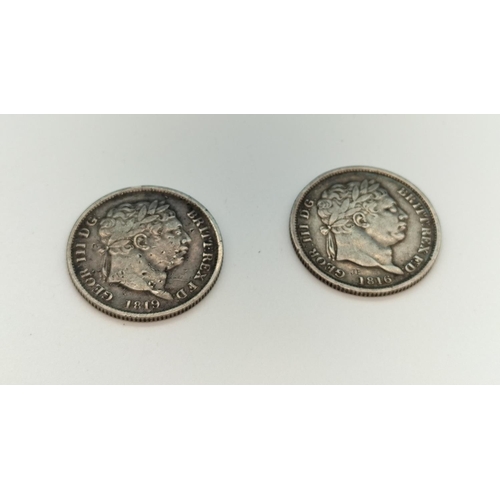 37 - 2 x George III Shillings. 1819 & 1816.