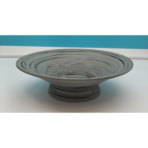 699 - Wedgwood Black and Grey Jasper Swirl Design Bowl. 7.5cm High, 24.5cm Diameter.
