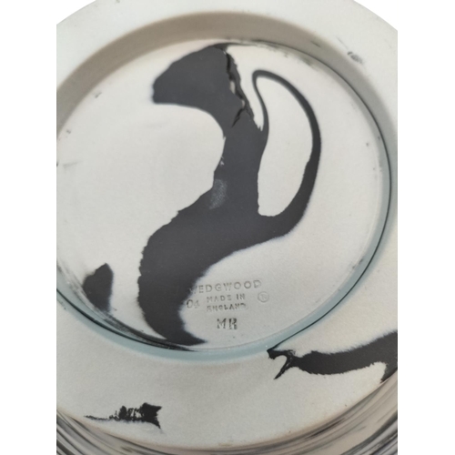 699 - Wedgwood Black and Grey Jasper Swirl Design Bowl. 7.5cm High, 24.5cm Diameter.