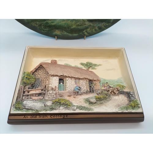703 - Bossons Large 36.5cm Boxed 'Westward Ho' Wall Plaque plus 'Ann Hathaways Cottage' and 'Old Irish Cot... 
