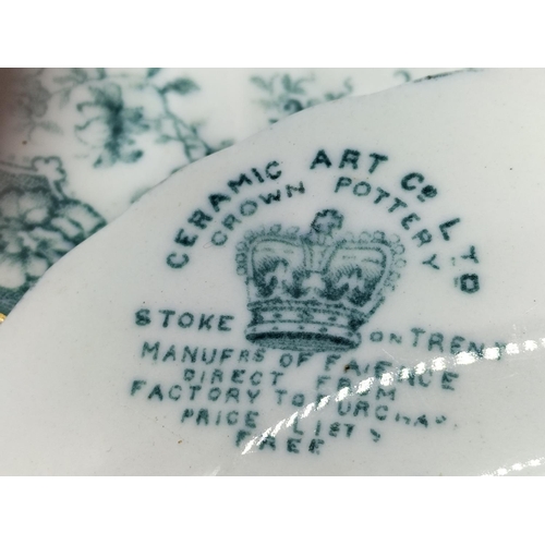 704 - Box of Mixed Pottery to include Part Dressing Table Set, Pink Lady Figure, Polished Stone Vase and 1... 