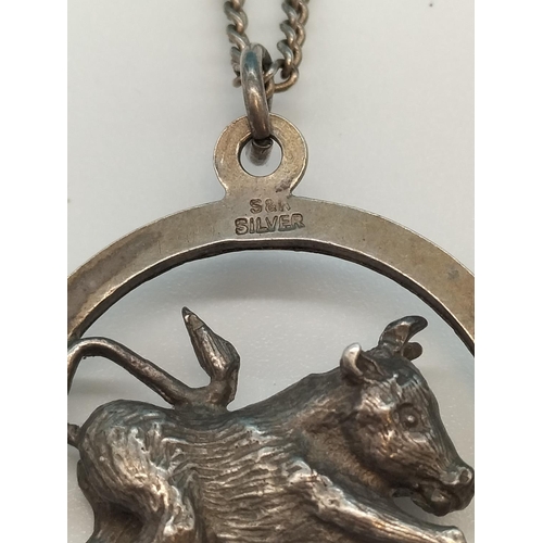 717 - Silver Chain with Taurus Bull Pendant, 4 x Digital Watches and Quantity of Shopping Trolley Tokens.