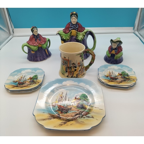 721 - Collection of Ceramics to include 'Lady' Teapot, Cream and Sugar, Crown Devon Musical Tankard (W/O, ... 