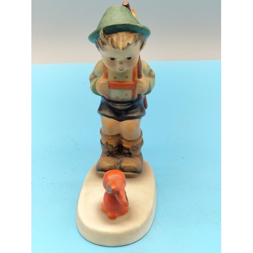728 - Goebel Hummel Figures (4) including 12cm 'Sensitive Hunter' TMK3, 'Max and Moritz' TMK2, 'Feeding Ti... 