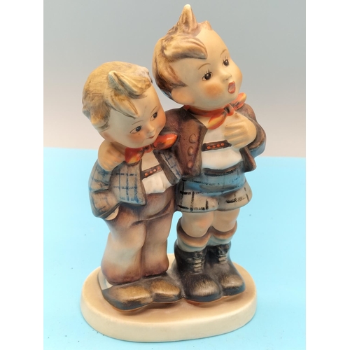 728 - Goebel Hummel Figures (4) including 12cm 'Sensitive Hunter' TMK3, 'Max and Moritz' TMK2, 'Feeding Ti... 