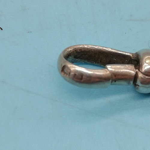 11 - Silver Double Albert Chain with Metal T-Bar and Silver Fob. 45 Grams.