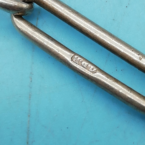 11 - Silver Double Albert Chain with Metal T-Bar and Silver Fob. 45 Grams.