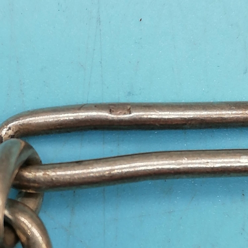 11 - Silver Double Albert Chain with Metal T-Bar and Silver Fob. 45 Grams.