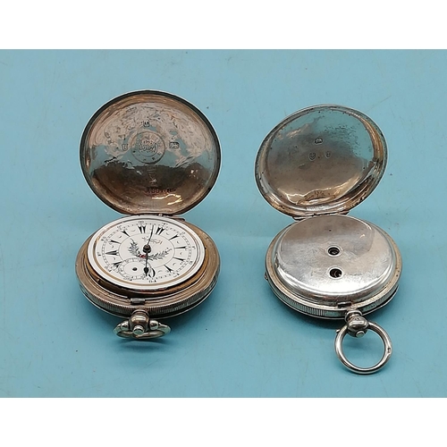 12 - 2 x Silver Cased Pocket Watches. Both Key Wound. Both A/F.