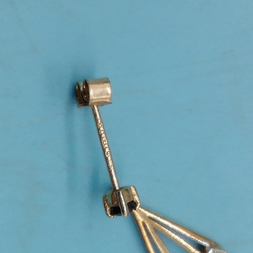 14 - 9ct Gold Diamond and Sapphire Earrings.