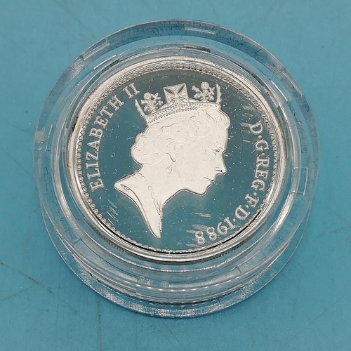 15 - Silver Proof Piedfort One Pound Coin 1988.
