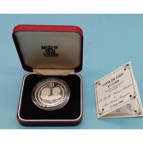 16 - Cook Islands Silver Piedfort One Dollar Coin. Low Mintage of 500. 54.4 Grams