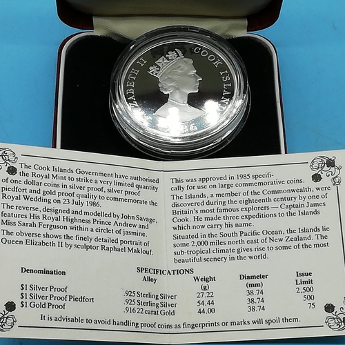 16 - Cook Islands Silver Piedfort One Dollar Coin. Low Mintage of 500. 54.4 Grams