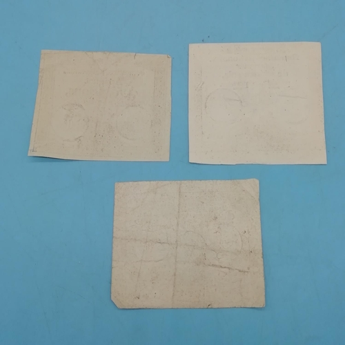 20A - 1793 French Bank Notes (3) - Denominations 10, 15 and 50.