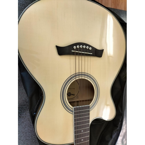 47 - Gear 4 Music Semi Electric Acoustic Guitar. Model SC100LH. Left Handed. Plus Case. W/O