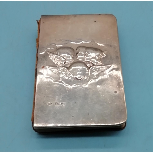 9 - Silver Hallmarked Front on Bible. 12cm x 8cm.